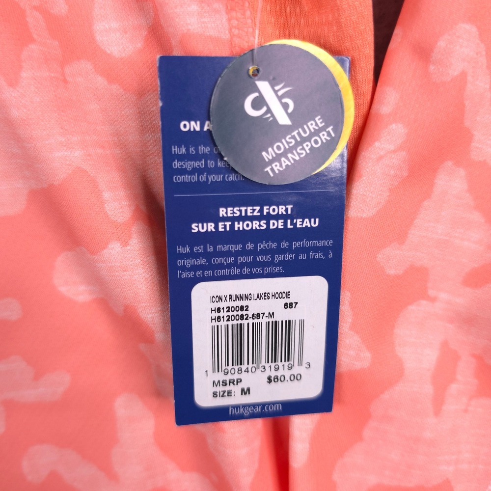 Huk Icon X Running Lakes Hoodie Womens M Peach Camo Quarter Zip Fishing Shirt - Picture 2 of 8